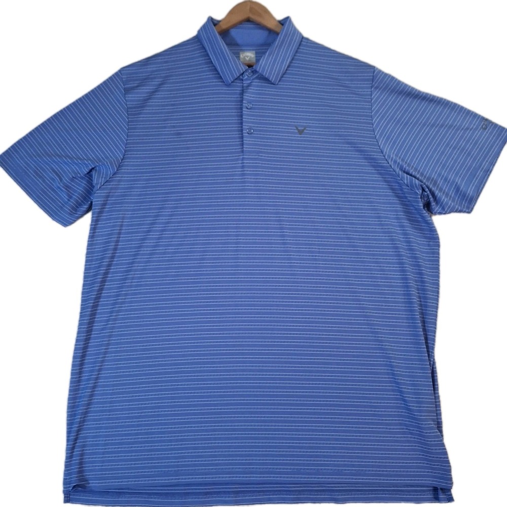 Callaway Opti•Dri Polo Shirt Men's‎ 3XLT Blue Striped Logo Golf Performance